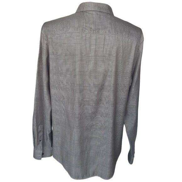 Calvin Klein SZ L Slim Fit Black/White Glen Check Men's Shirt ⚡️BUY 3 for $55⚡️ - Picture 2 of 14